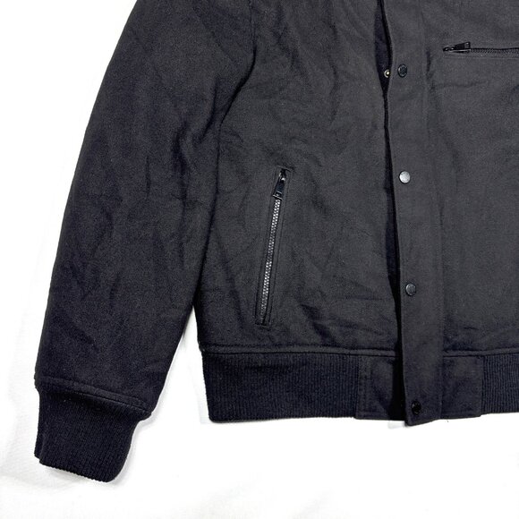 Black Rivet Black Wool Blend Insulated Bomber Utility Jacket Mens Medium - Picture 3 of 12